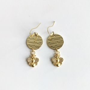 Gold tone Bee Focused Dangle Earrings